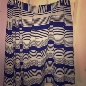 Blue, black, and white striped skirt